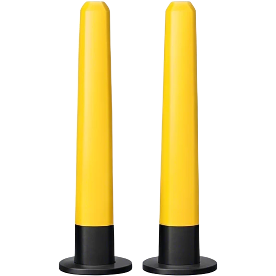 Two warning bollards with a caution tape stretched between them, marking a restricted or blocked area emoji
