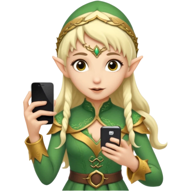 elf with persion crawl custome dress and smartphone emoji