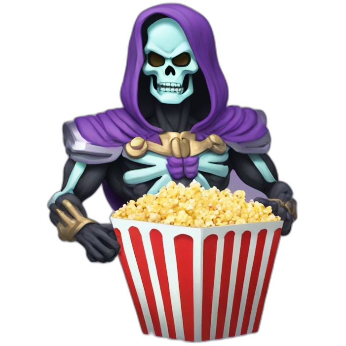 skeletor from he-man eating popcorn emoji