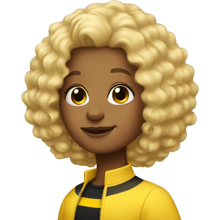 bumblebee with blond fluffy curly haircut emoji