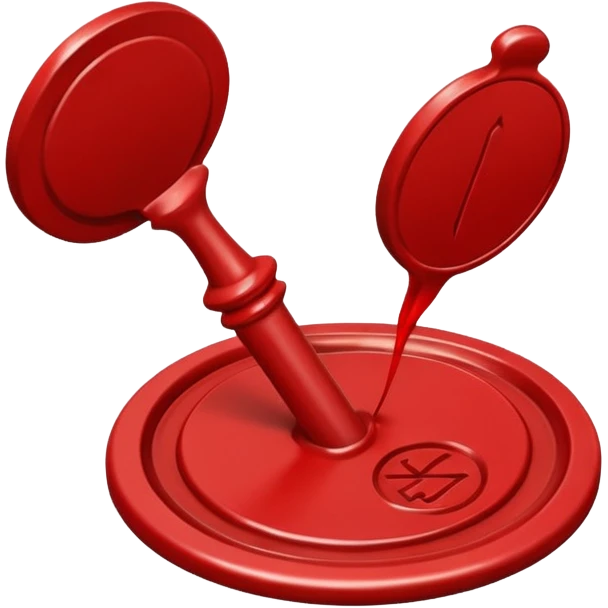 wax seal in the form of a check mark emoji