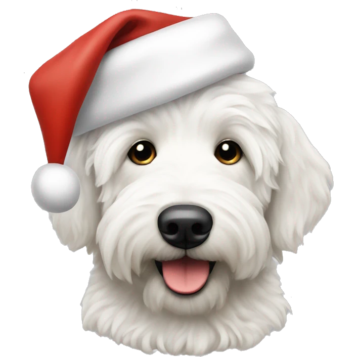 White golden doodle Santa hat emoji