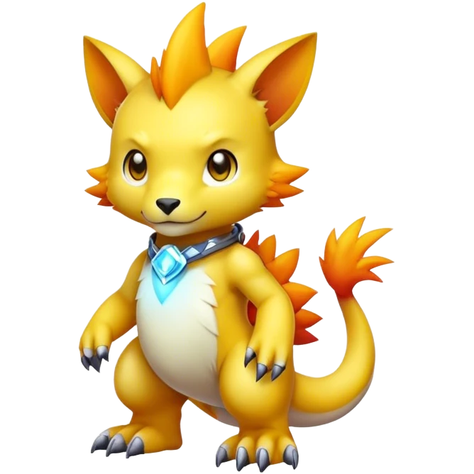 Cute cool colorful Digimon-animal-hybrid full body emoji