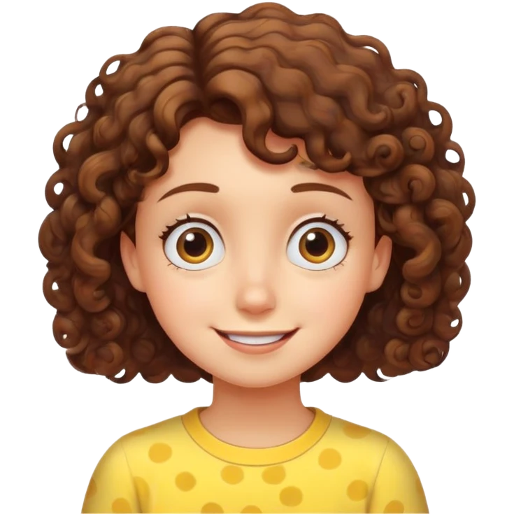 A girl with short curly hair watching SpongeBob  emoji