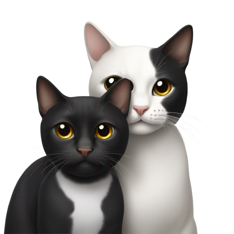 Gato negro y gato blanco abrazándose  emoji