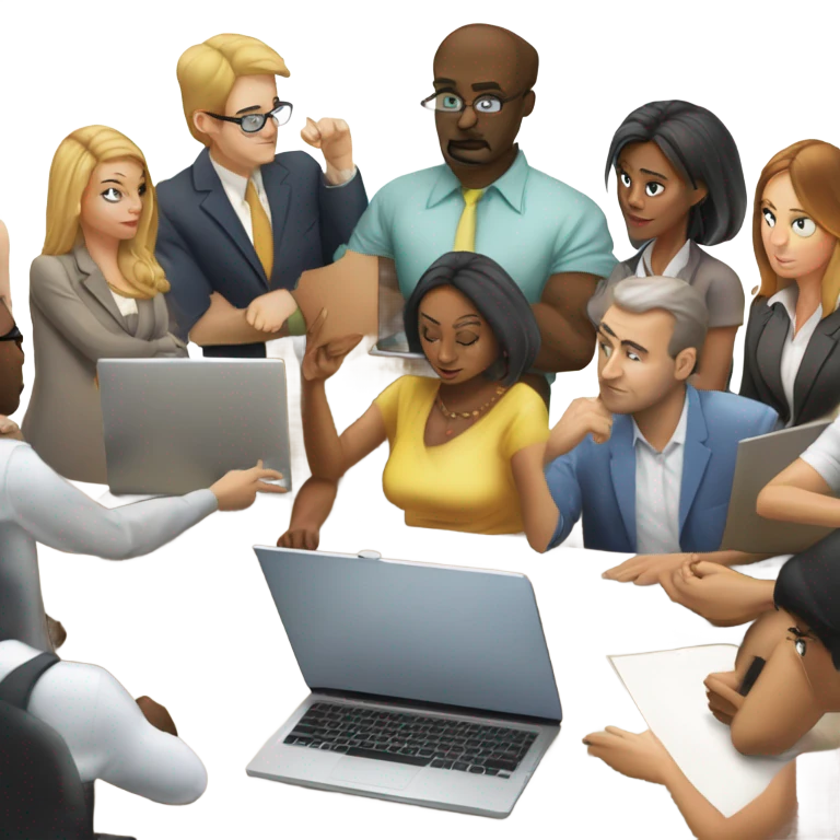 team meeting at a table emoji