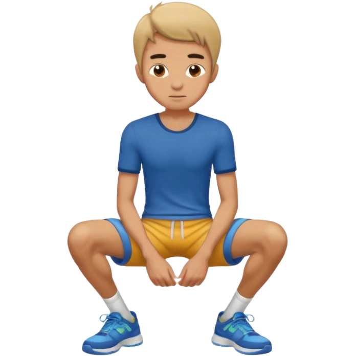 A skinny man squatting with his hands on his knees emoji