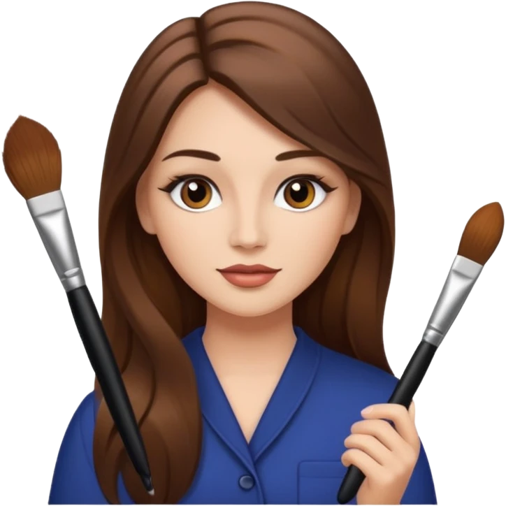 Makeup artist with brush long  hair emoji