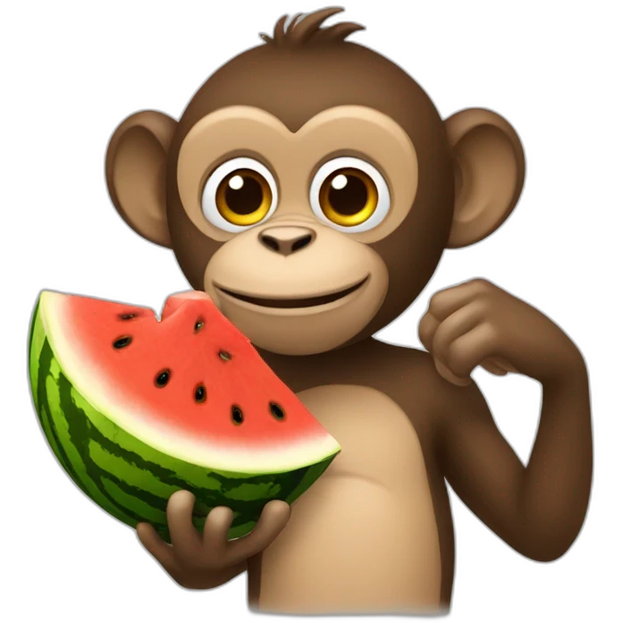 Monkey eating watermelon with a basketball  emoji