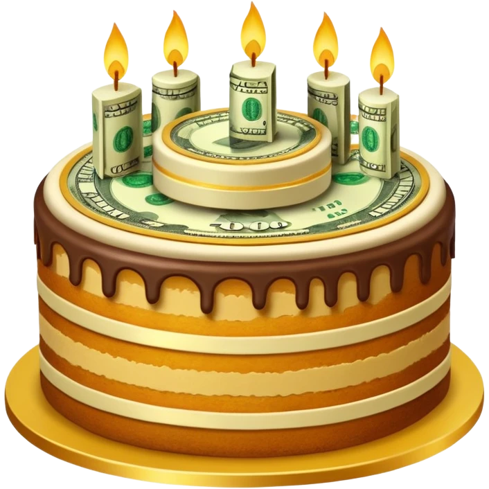 Money cake cutted  emoji
