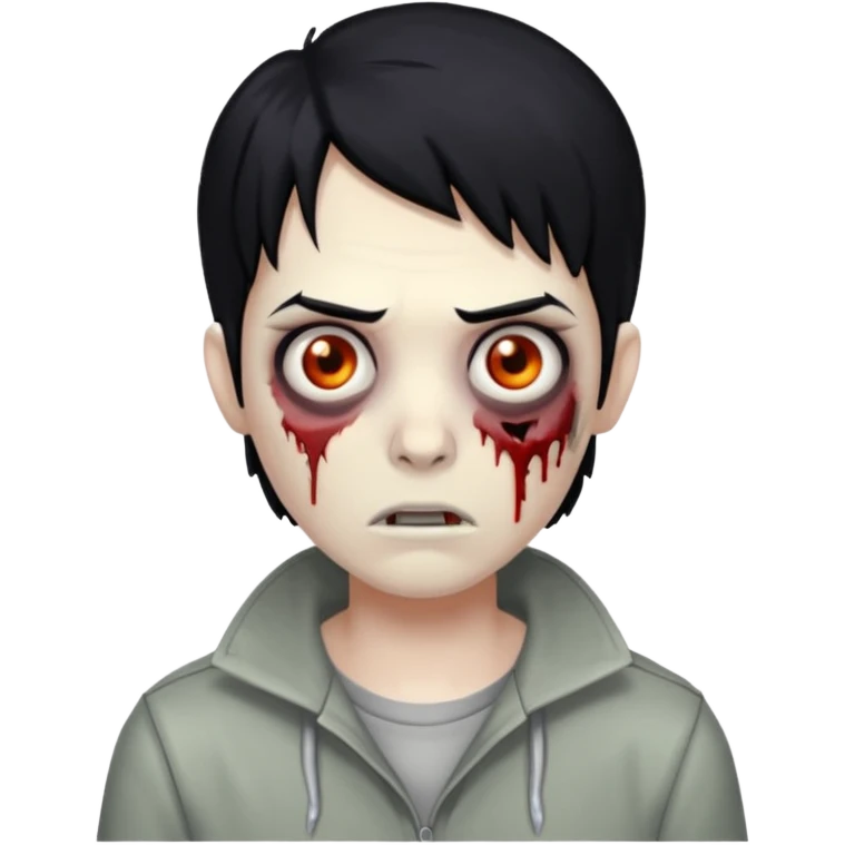 zombie com cabelo preto e fundo azul emoji
