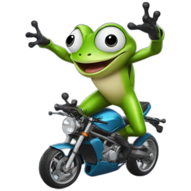 Crazyfrog gets into an invisible motorbike accident emoji