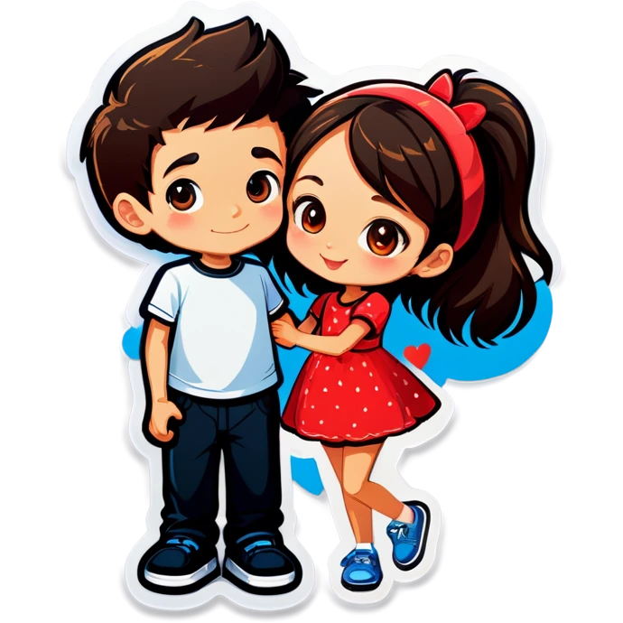 Create stiker. Girl have love with boy emoji