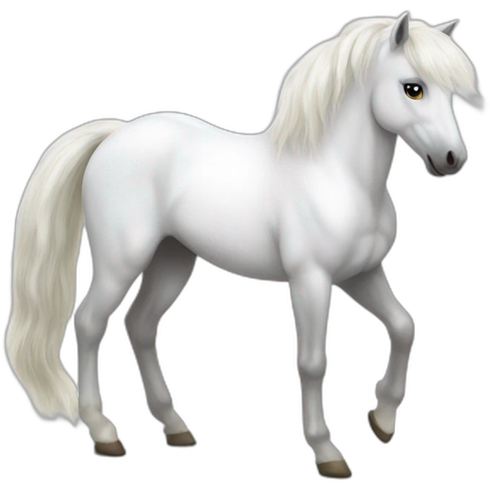 Realistic white happy pony emoji
