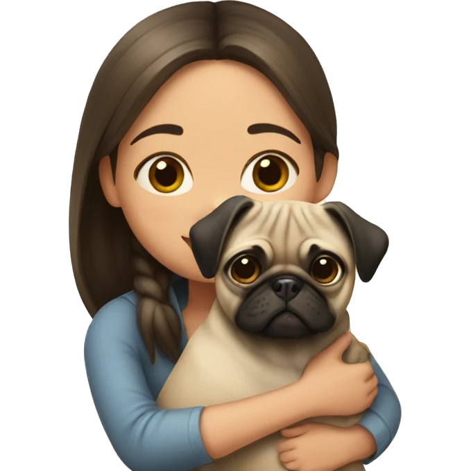 Girl hugs pug  emoji