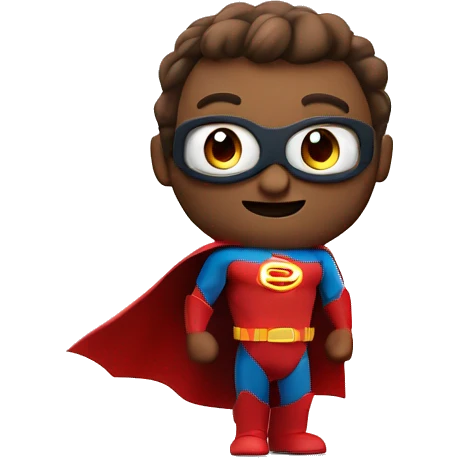 un super heroe en plano medio superior estilo pixar 3d saludando emoji