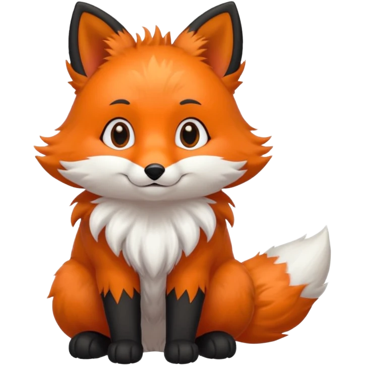 Floofy the Creampuff fox blackish gray fur color chubby Black paws orange color 3 tails emoji