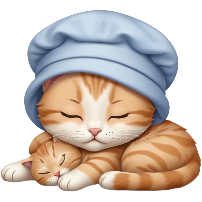 Cute kitten sleeping Wearing a nightcap emoji