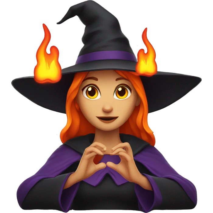 witch with flames\ on her hands emoji