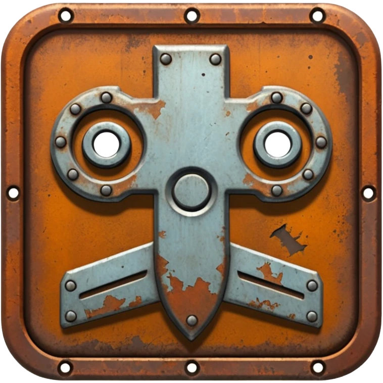 Create an ultra-realistic metal icon that reads 'DUBS' based on the Rust video game. emoji