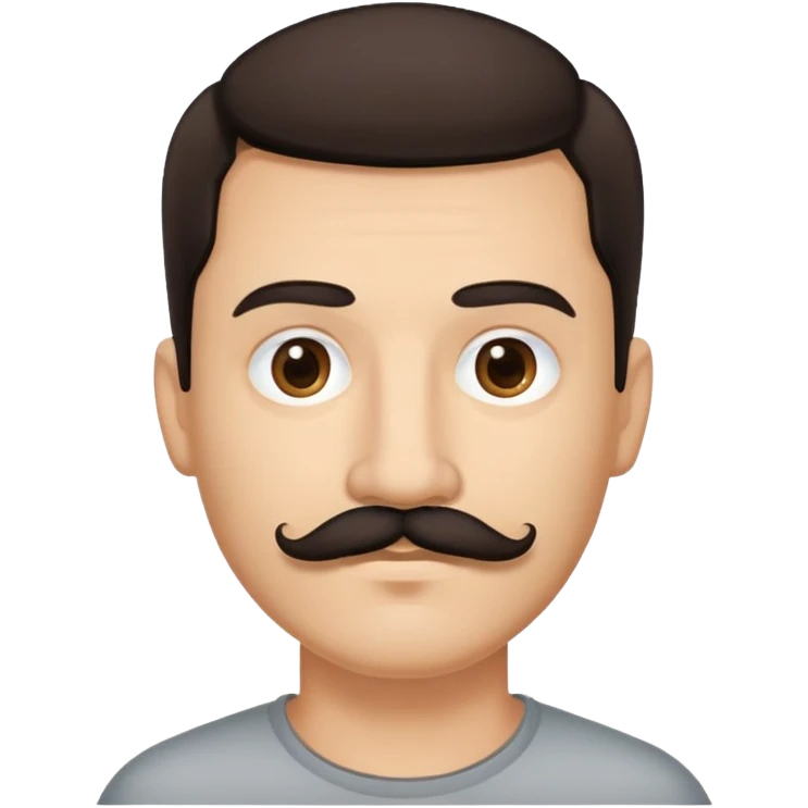 close-up of man face only with mustache, medium eyes, medium light skin tone, dark hair, no neck visible, just the face emoji