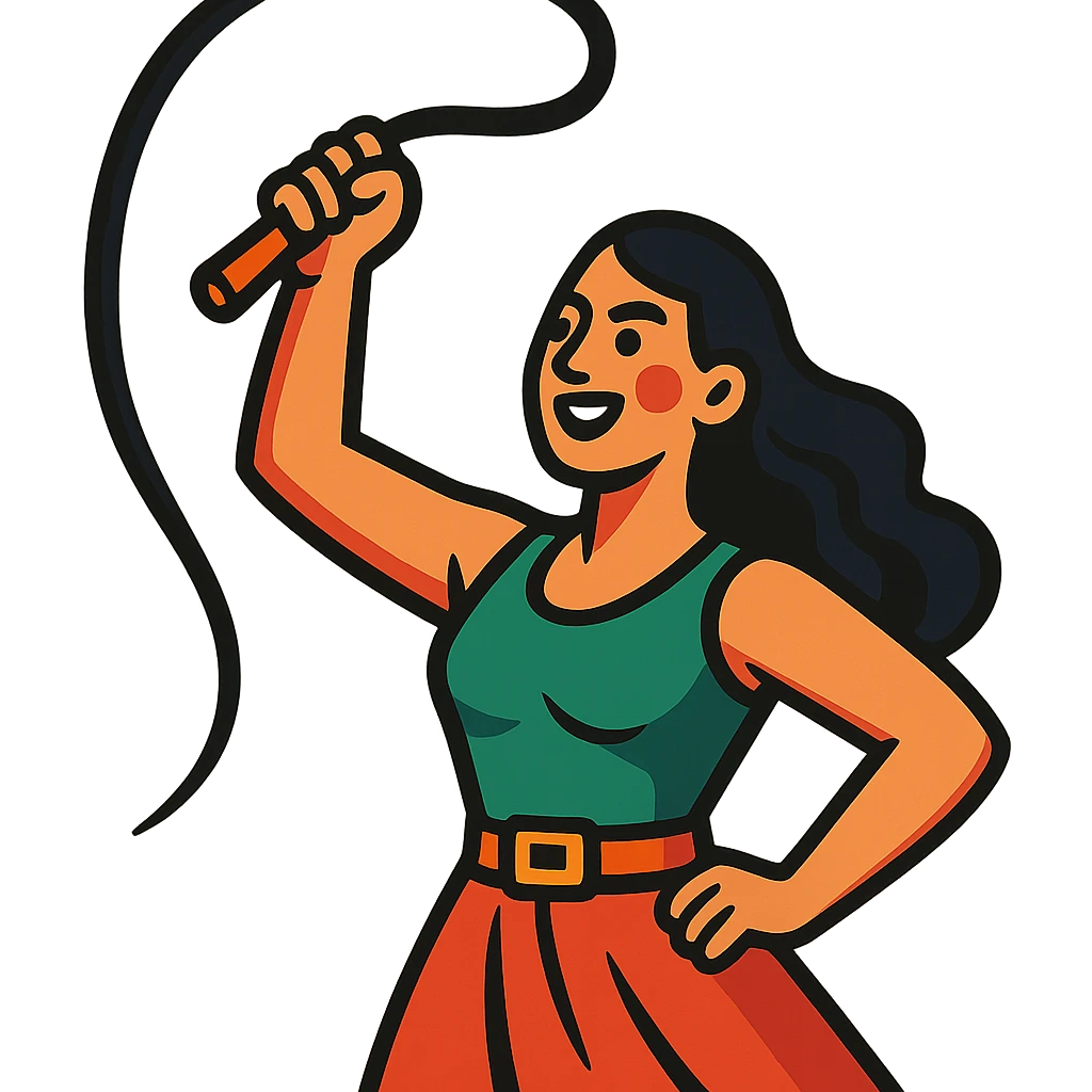 woman raising a whip emoji