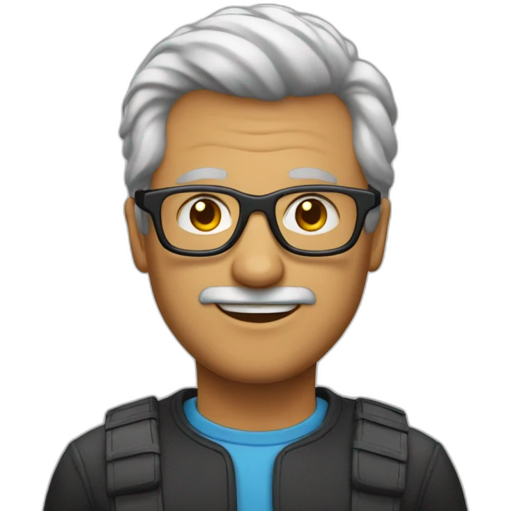Un homme de 50 ans, avec des lunettes et les cheveux noirs emoji