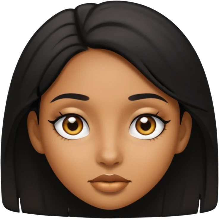 brown girl golden brown skin black eyes black hair emoji