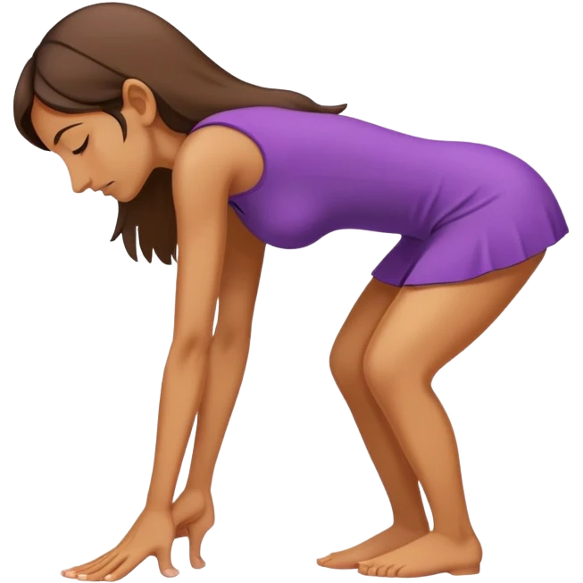 Woman bowing while standing on a huge nose emoji