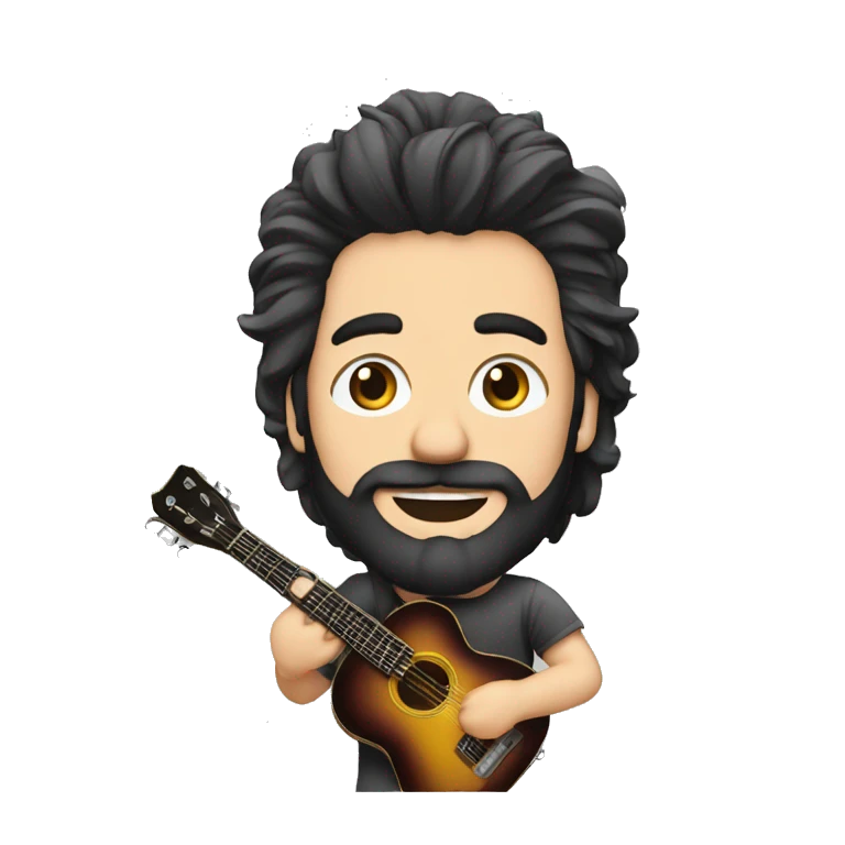 Guitarrista moreno pelo largo con barba emoji