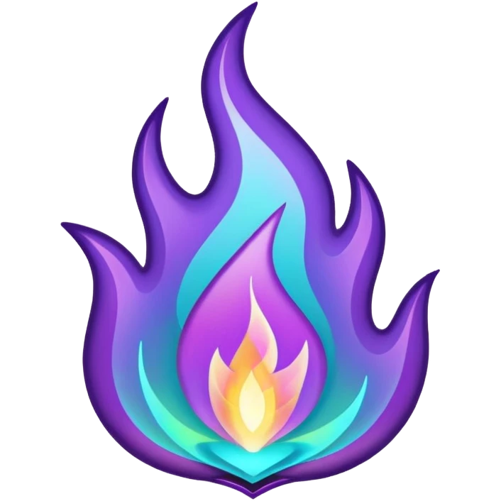 glitter purple and cian flame emoji