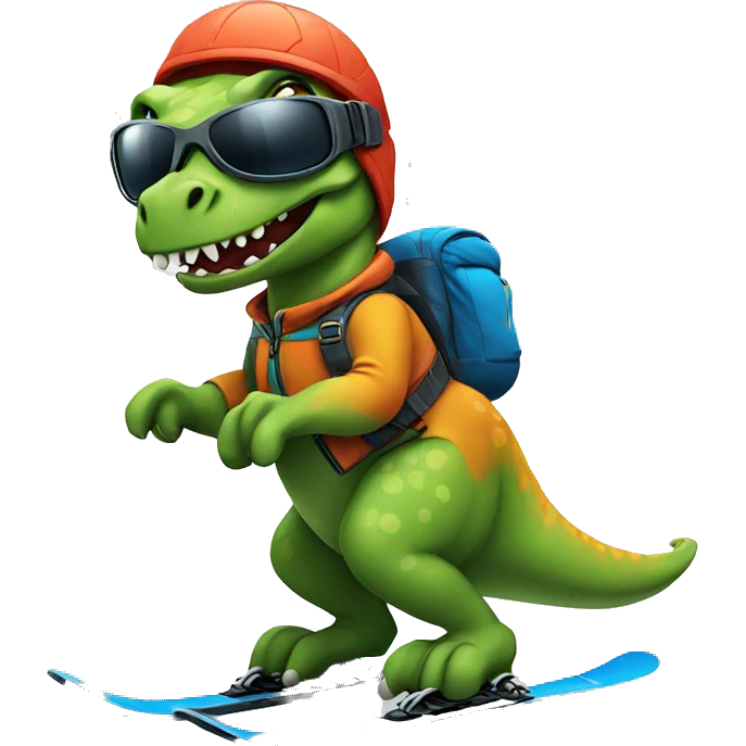 dino skiing emoji