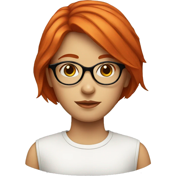 red head girl with thin round glasses emoji
