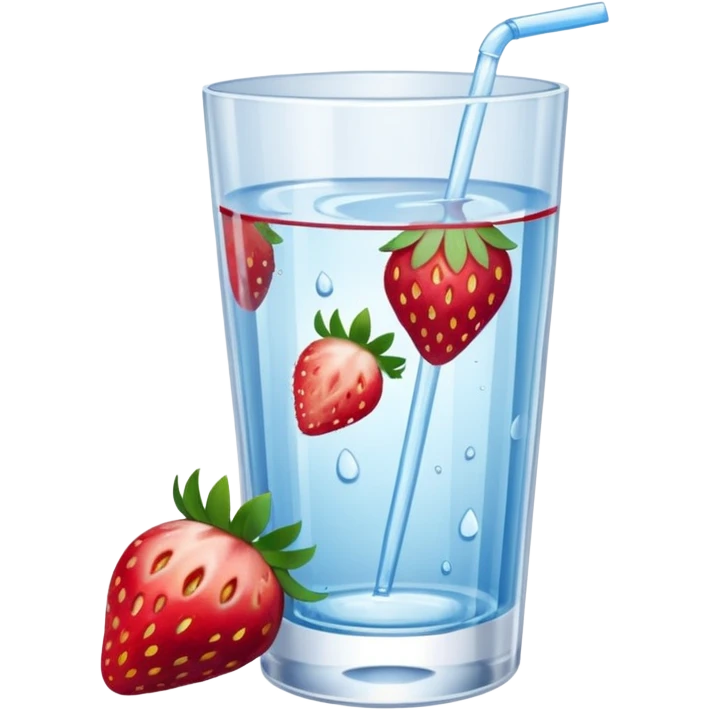 glass of water with strawberry slices emoji
