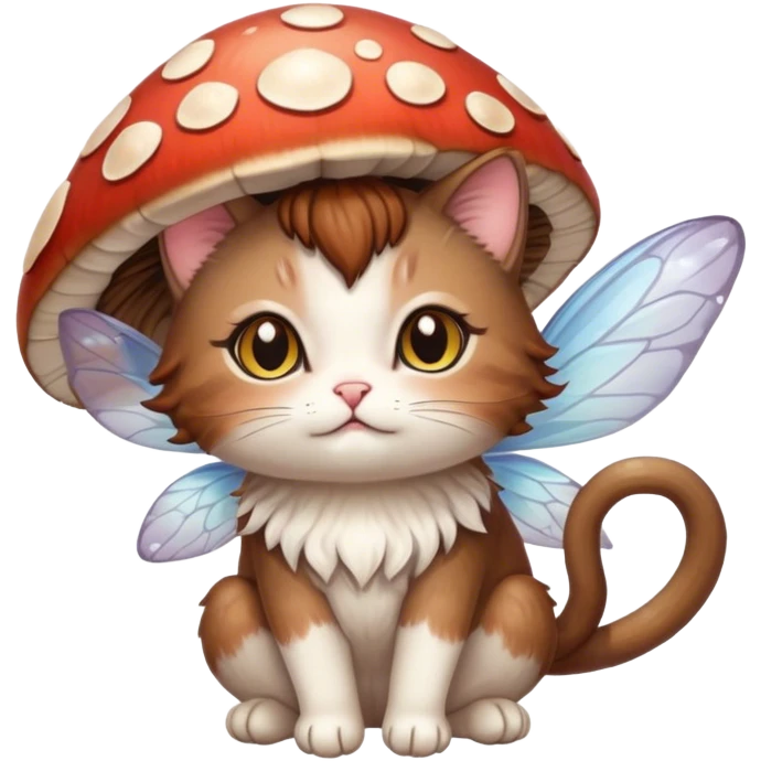 Mushroom cat fairy brown hair emoji