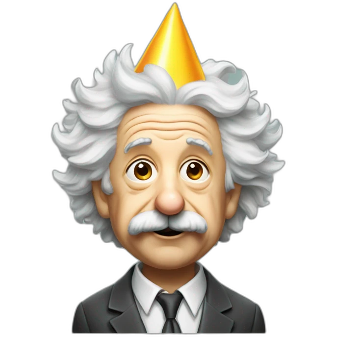 albert einstein with a party hat emoji