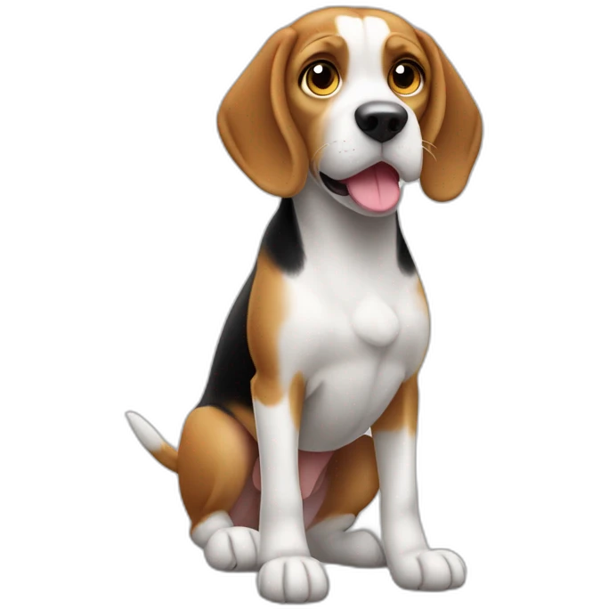 beagle，standing，full body，front view emoji