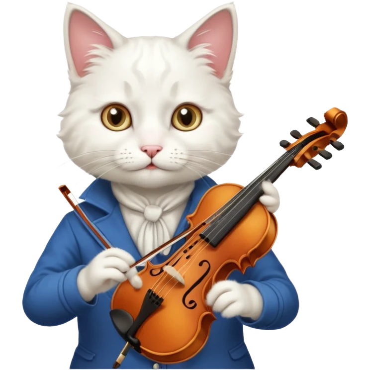 white cat play violin emoji