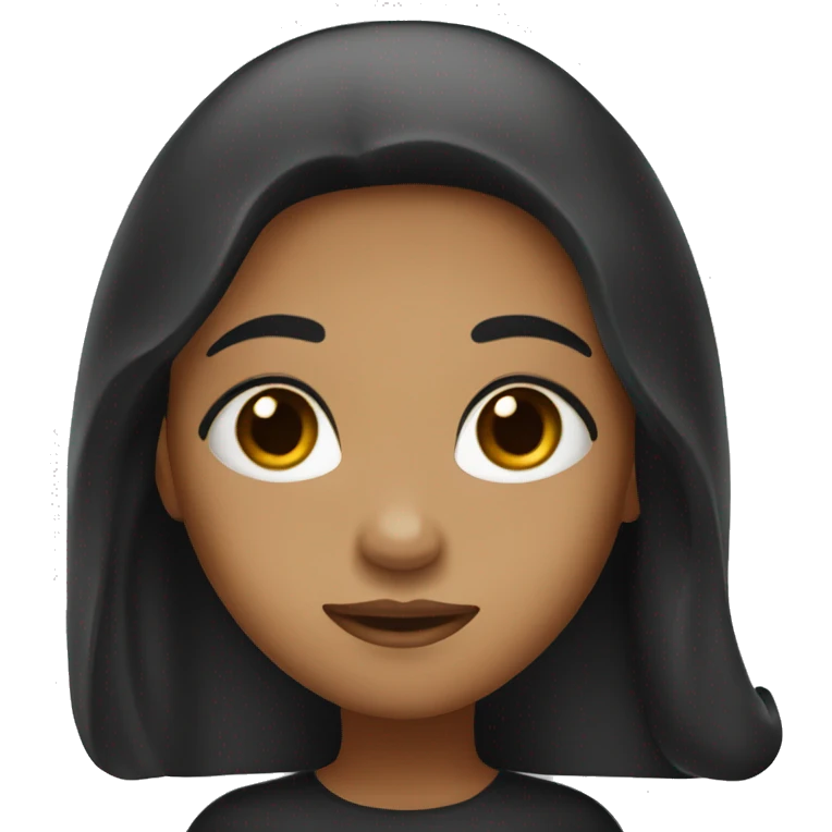 Caramel girl with long black  hair and black eyes emoji