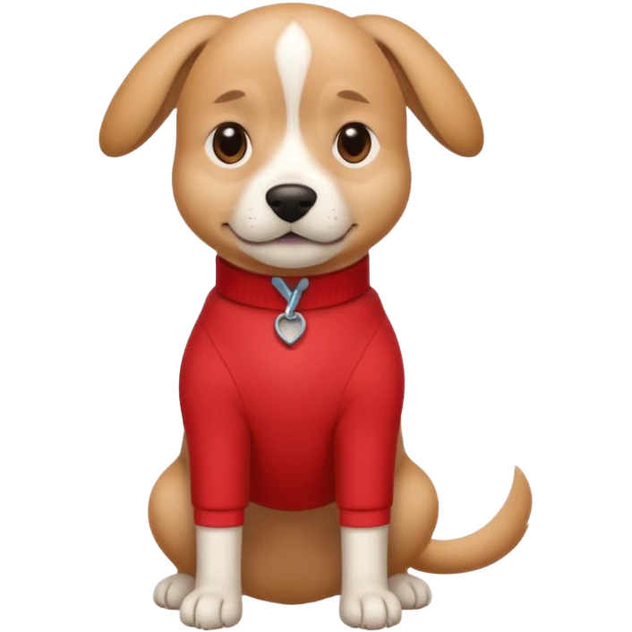 a dog with legs and arms with red clothers on emoji