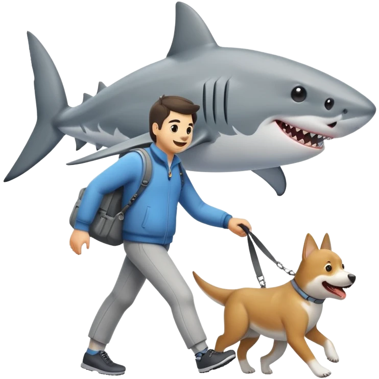 Shark walking a dog  emoji