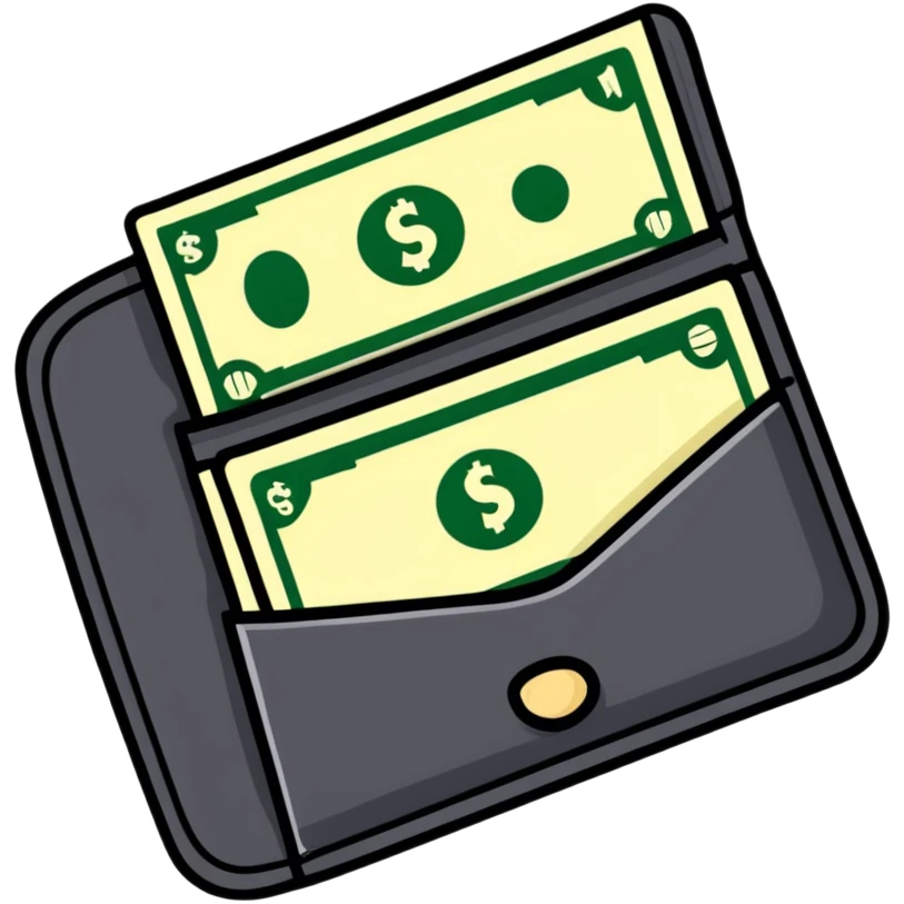 sleek black leather wallet open with exactly one dollar bill visible inside emoji