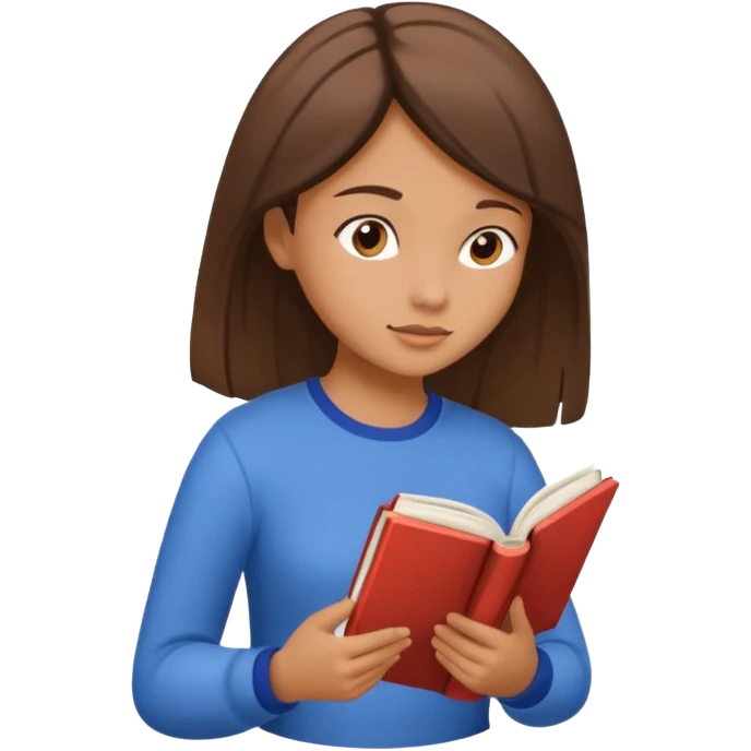 Girl Reading Comprehension, side view. emoji
