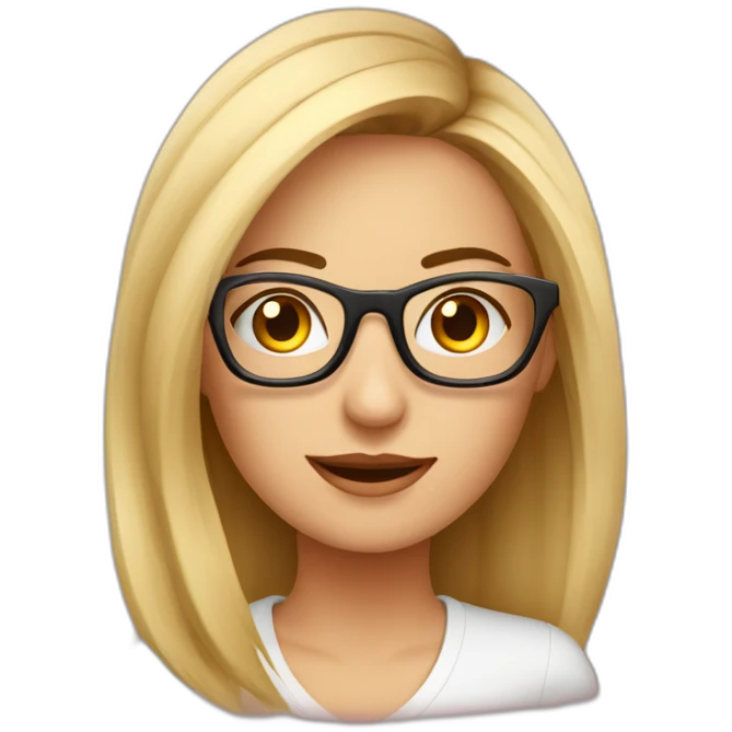 Emprendedora rubia marketing pelo corto con gafas emoji