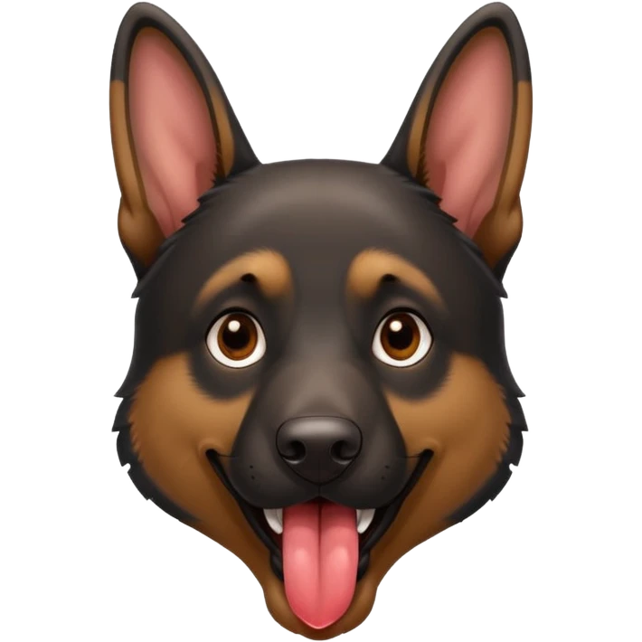 cartoon style dark German Shepherd dog with its tongue hanging out long emoji