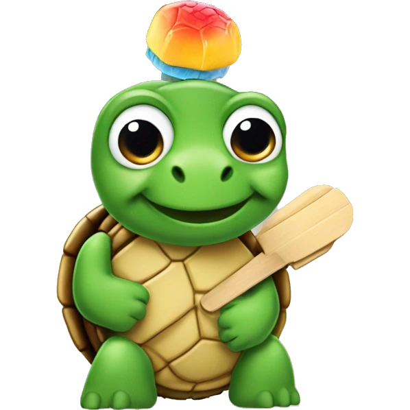 Turtle with a popsicle stick on his head  emoji