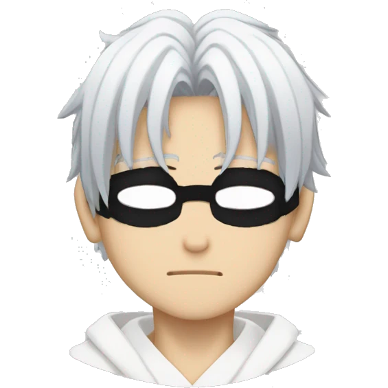 Gojo Satoru Jujutsu Kaisen anime white hair with black round and black eyeband covering both eyes emoji