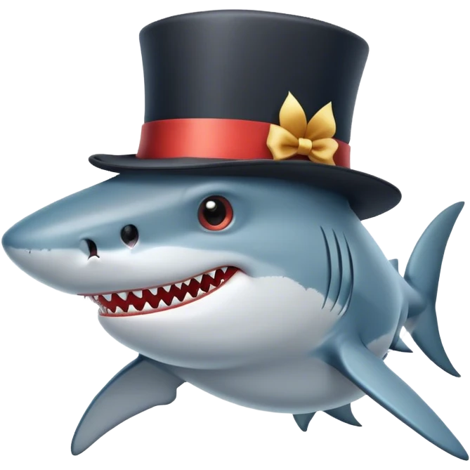 Shark with a top hat emoji