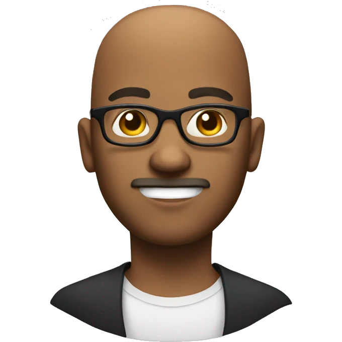 Bald brown guy with goatee with glasses emoji
