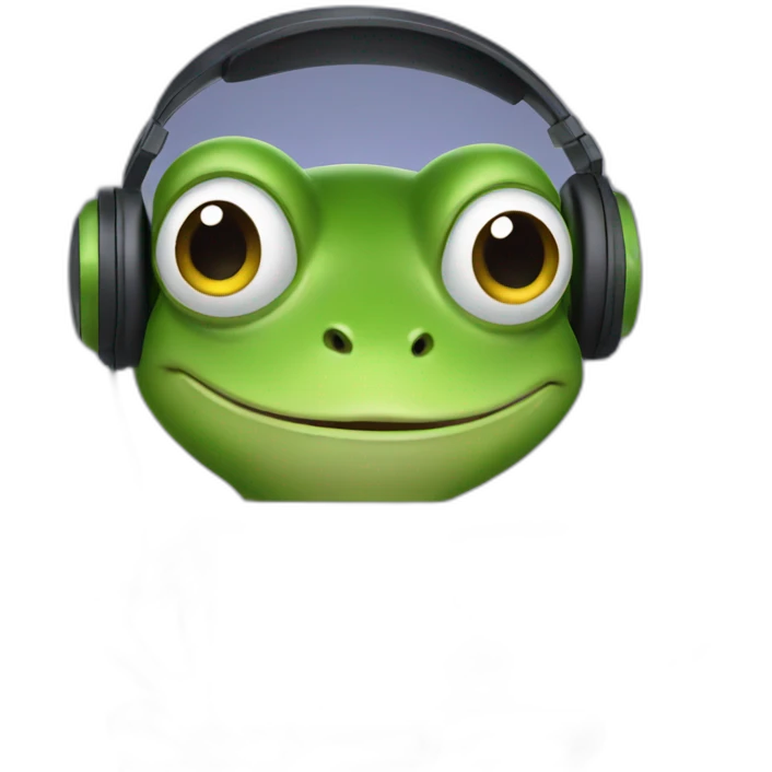 frog holding laptop whit headphones emoji